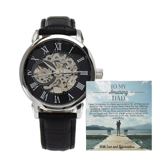 To My Amazing Dad Men's Openwork Watch w/ Personal Message Card