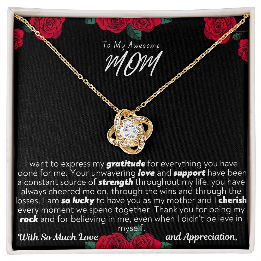 To My Awesome Mom Love Knot Necklace