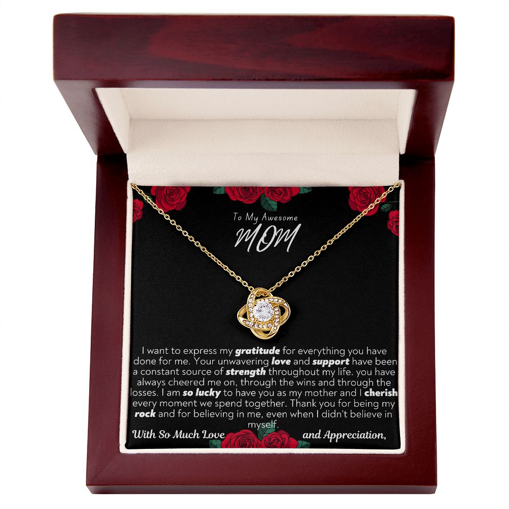 To My Awesome Mom Love Knot Necklace