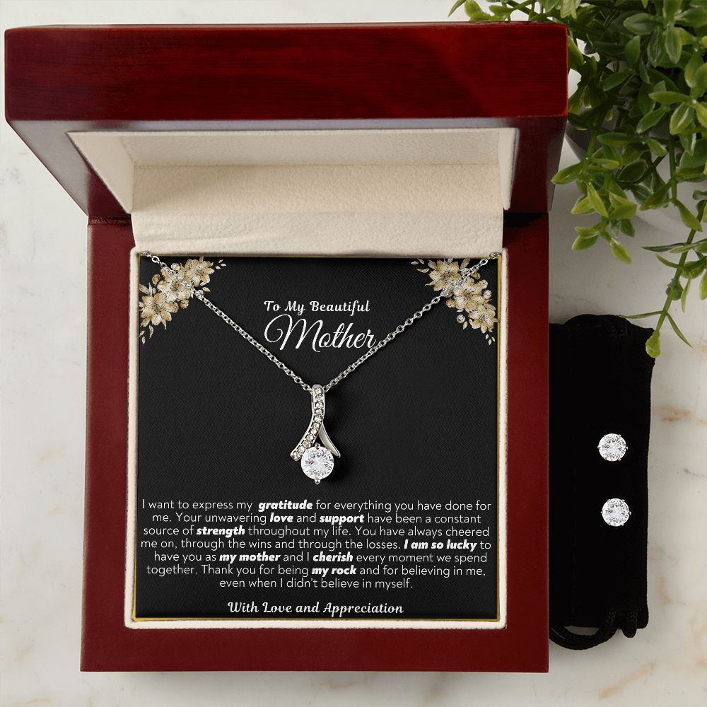 To My Beautiful Mother Alluring Beauty Necklace and Earring Set