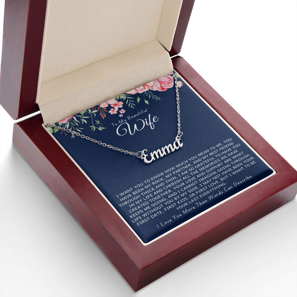 To My Beautiful Wife Signature Personalized Necklace