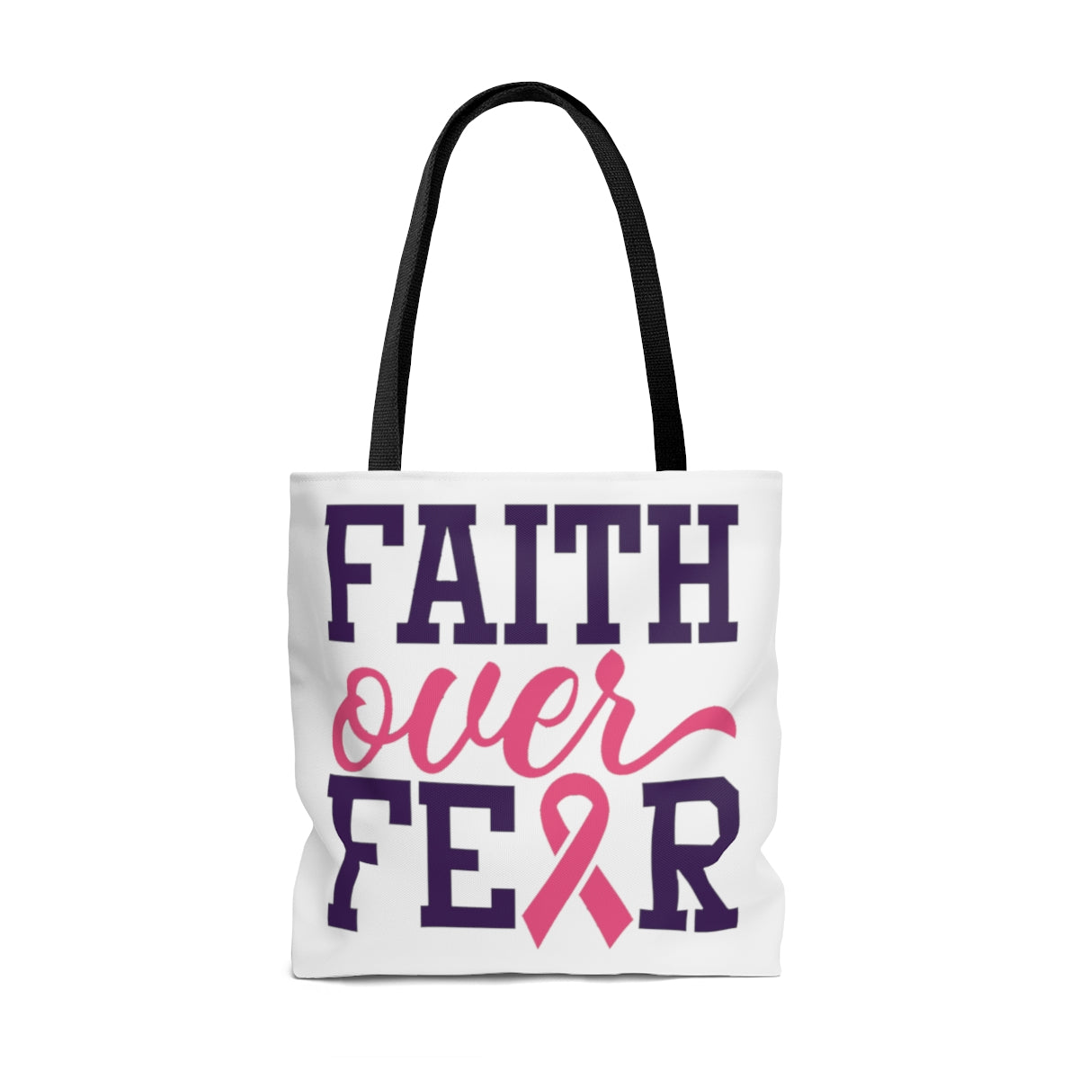 Breast Cancer Faith Over Fear Tote Bag