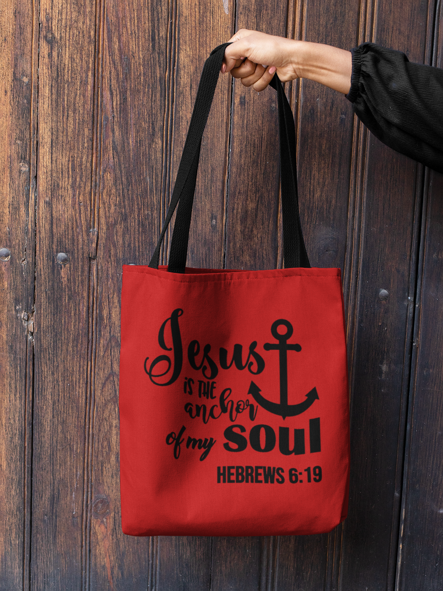 Jesus Is The Anchor Of My Soul Hebrews 6:19 Tote bag (red)