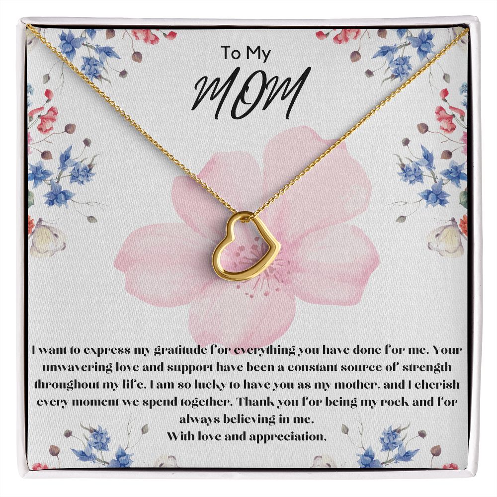 To My Mom Delicate Heart Necklace
