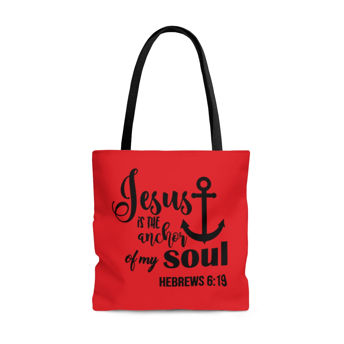 Jesus-Is-The-Anchor-Of-My-Soul-Hebrews-6:19-Tote-bag-(red)