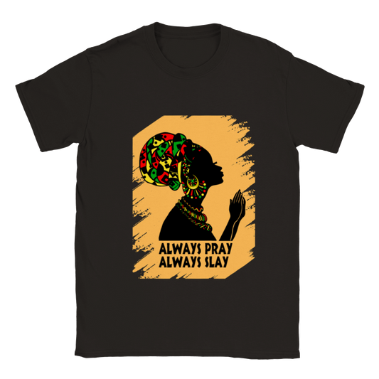 Always-Pray-Always-Slay-T-shirt-(red-green-and-yellow-print)