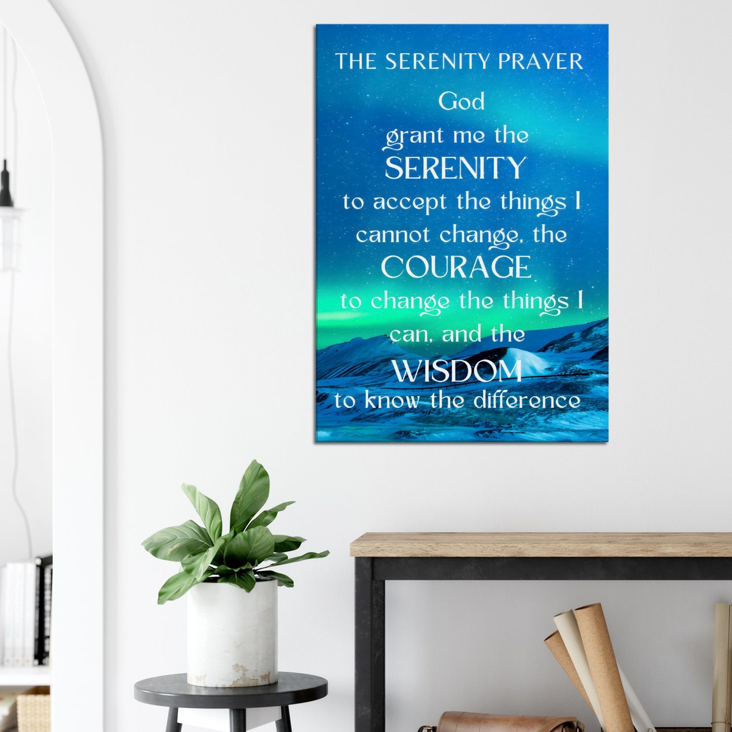 The Serenity Prayer Canvas Wall Art (Arura Blue)