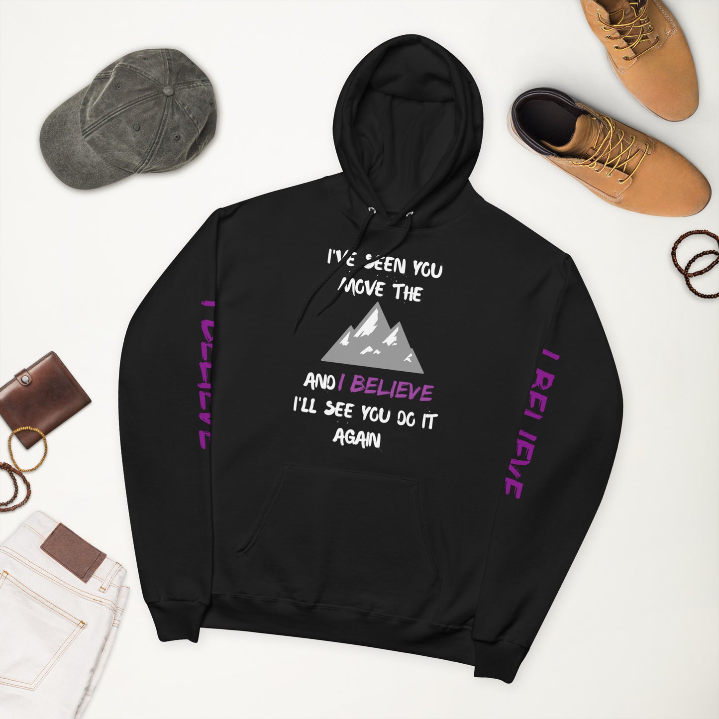 I've Seen You Move the Mountains and I Believe Unisex fleece hoodie (dark colors)